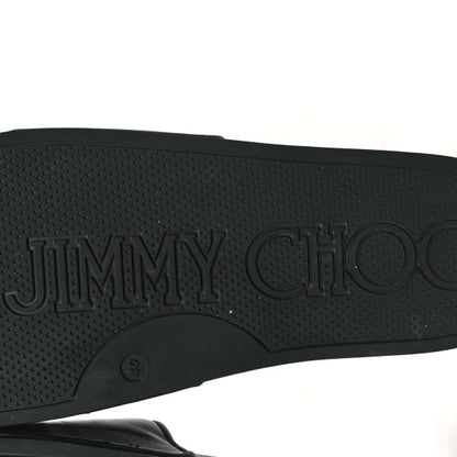 Jimmy Choo Nappa Embossed Logo Azari Slide Sandals Black