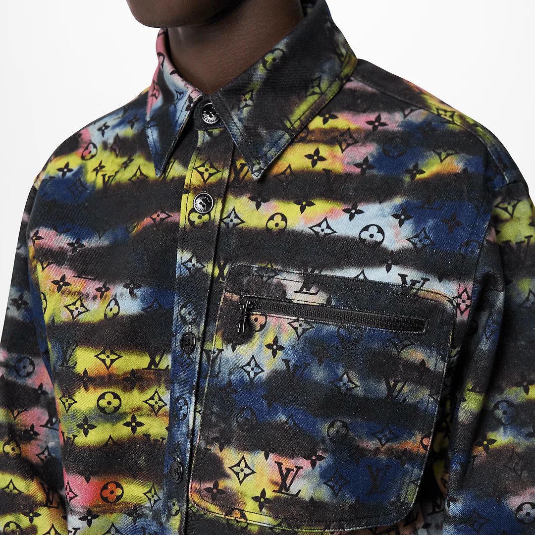 Louis Vuitton Printed Monogram Tie-Dye Denim Shirt Multicolor