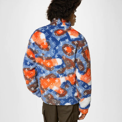 Louis Vuitton Jacquard Camo Fleece Blouson Blue/Orange/White