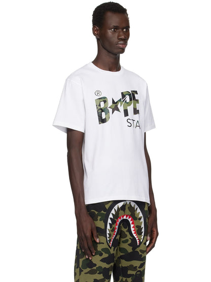 BAPE 1st Camo Bape Sta Logo Tee White/Green