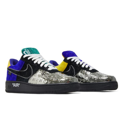 Nike Air Force 1 Low Louis Vuitton By Virgil Abloh Black Metallic Silver Yellow