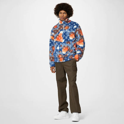 Louis Vuitton Jacquard Camo Fleece Blouson Blue/Orange/White
