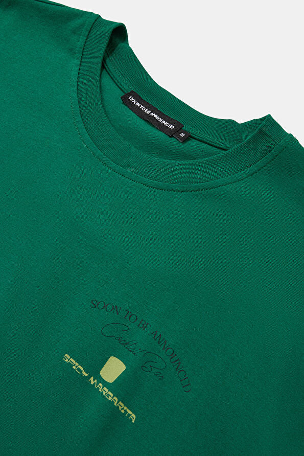 Soon To Be Announced Relax Mold Green Crew Neck Printed T-shirt