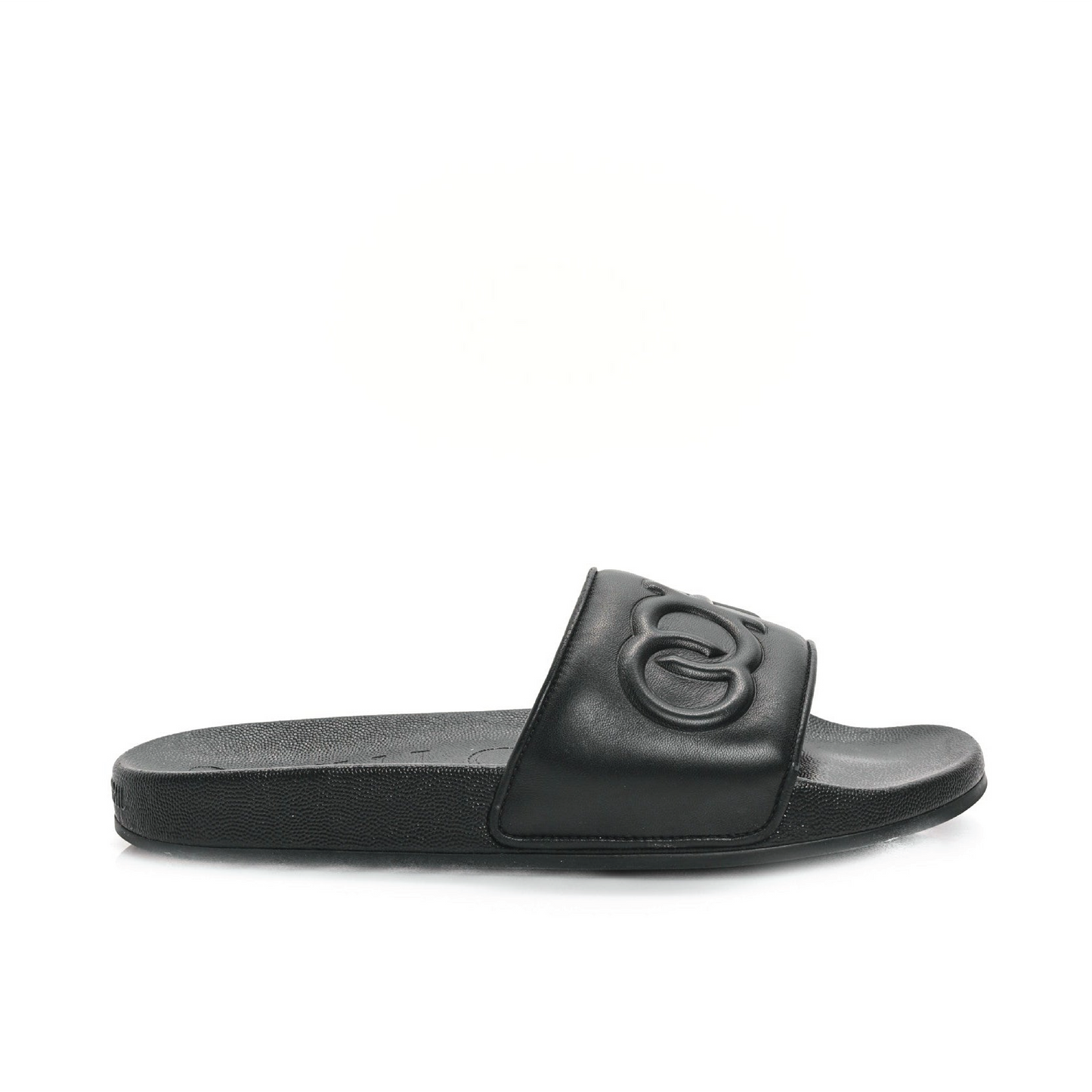 Jimmy Choo Nappa Embossed Logo Azari Slide Sandals Black