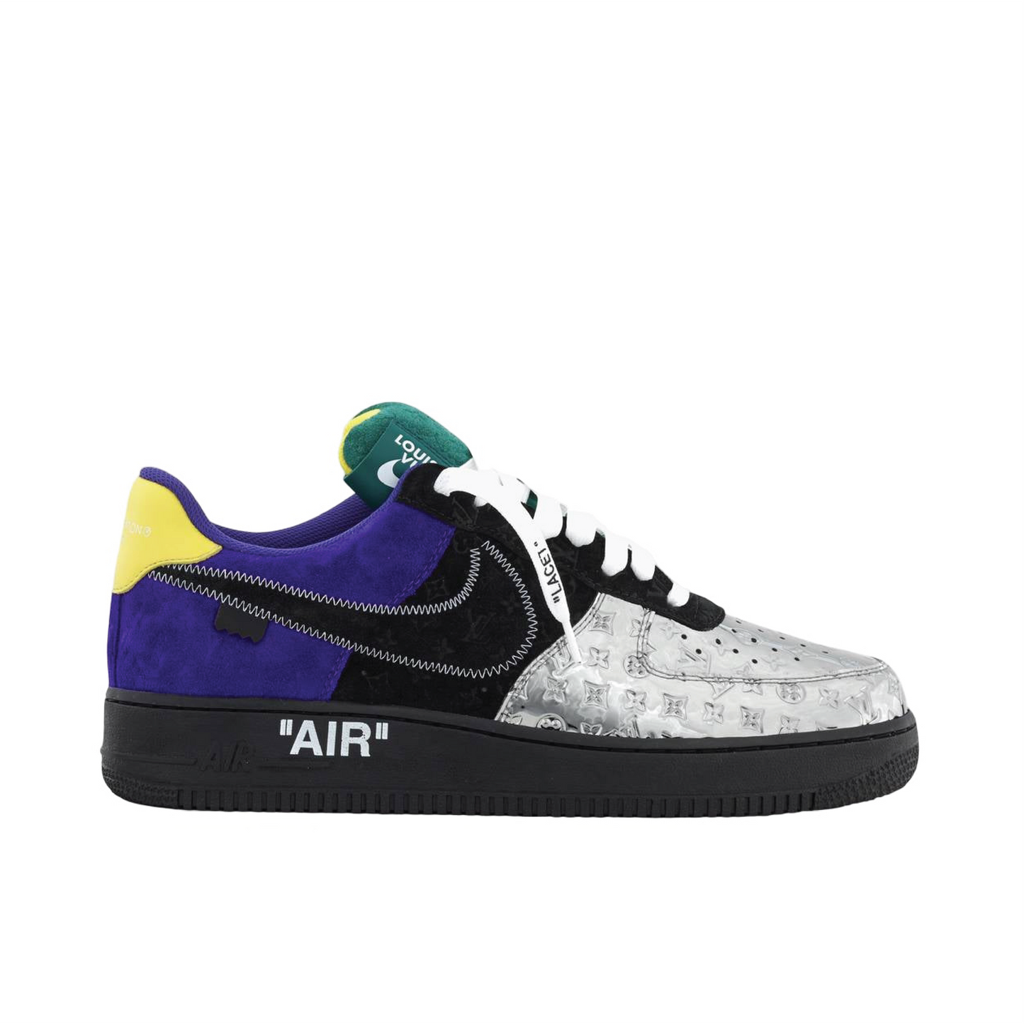 Nike Air Force 1 Low Louis Vuitton By Virgil Abloh Black Metallic Silver Yellow