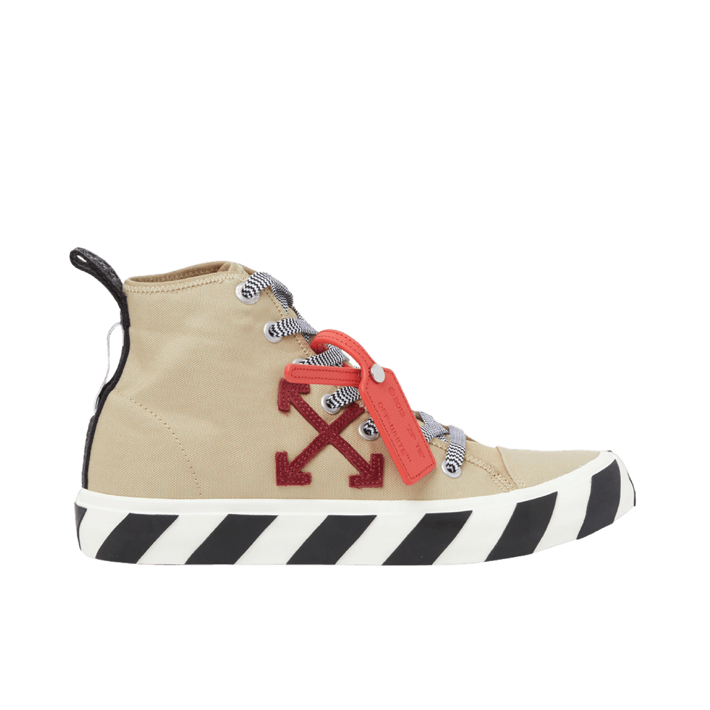 Off White Vulcanized Canvas Mid-top Sneakers sand burgundy