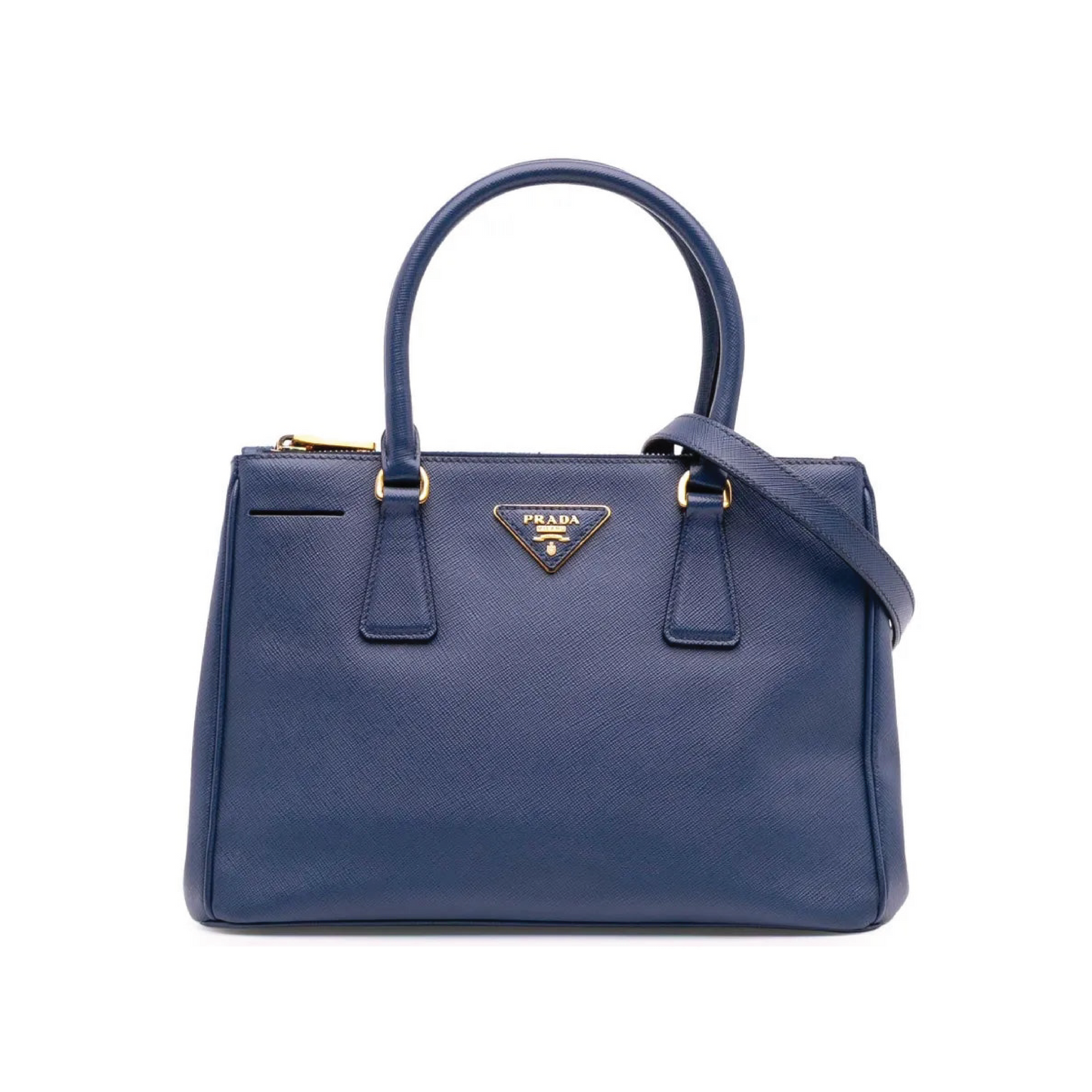Prada Shopping Saffiano Lux small Galleria Double Zip Satchel bag Bluette