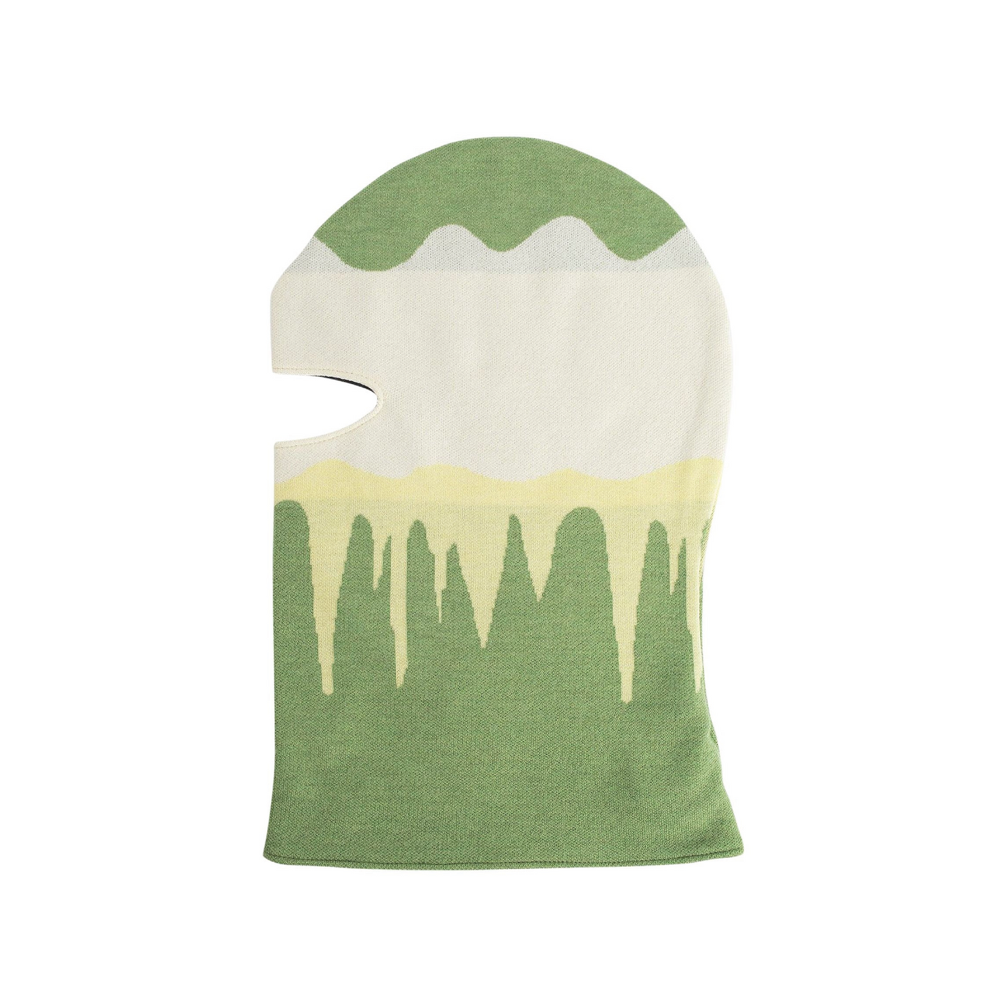 Off-White Painted Abstract Knit Balaclava Green