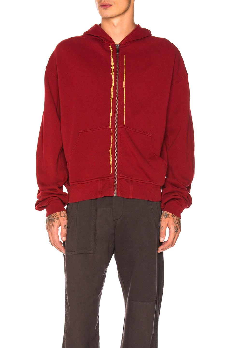 Haider Ackermann Zip Up Hoodie in Red Gold