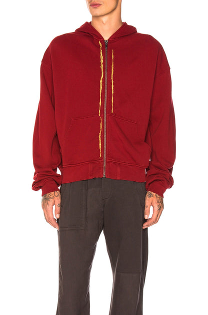 Haider Ackermann Zip Up Hoodie in Red Gold