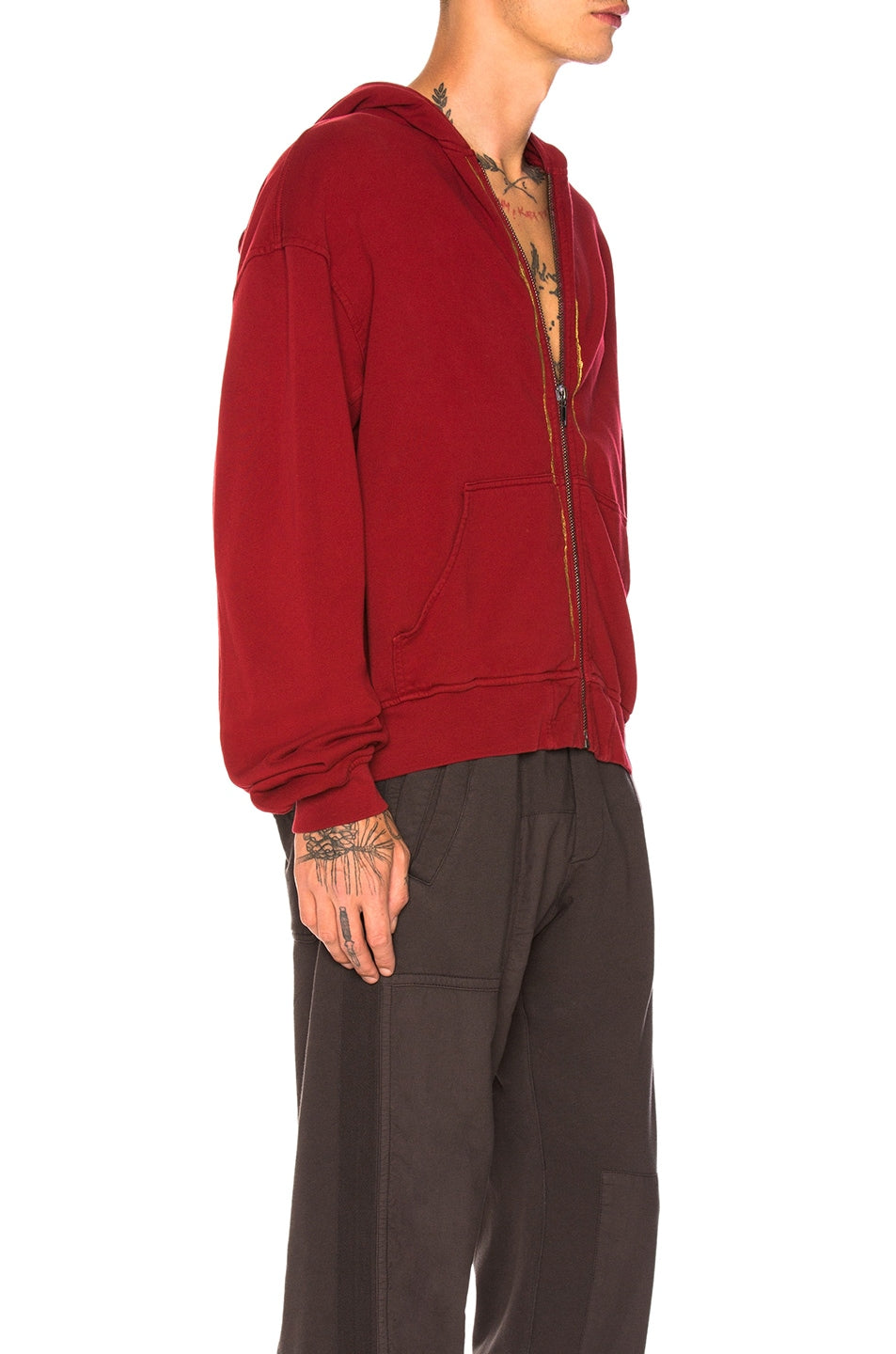 Haider Ackermann Zip Up Hoodie in Red Gold