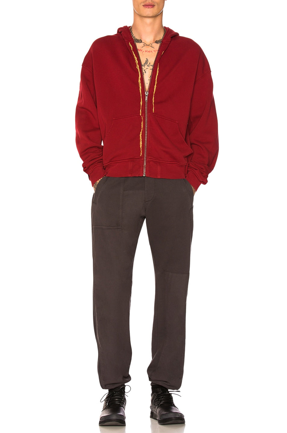 Haider Ackermann Zip Up Hoodie in Red Gold