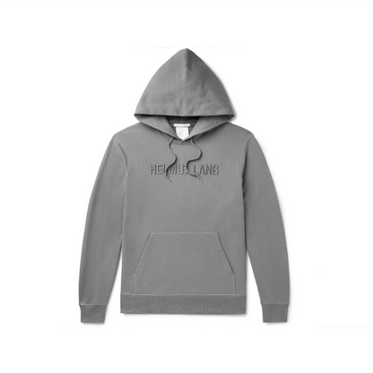 Helmut Lang Embroidered Logo Grey Hoodie Sweatshirt