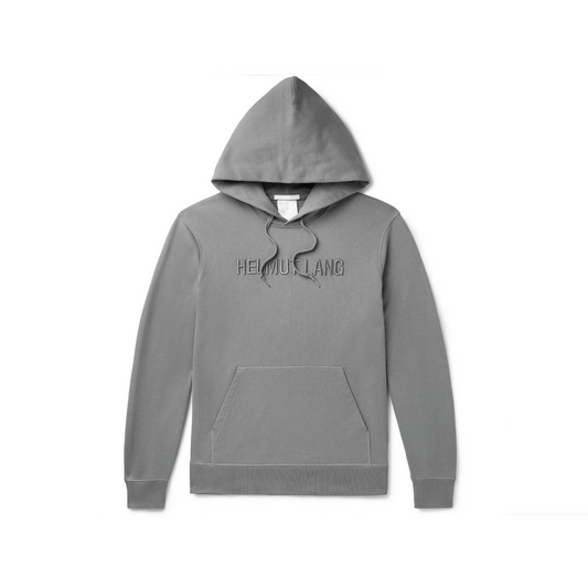 Helmut Lang Embroidered Logo Grey Hoodie Sweatshirt