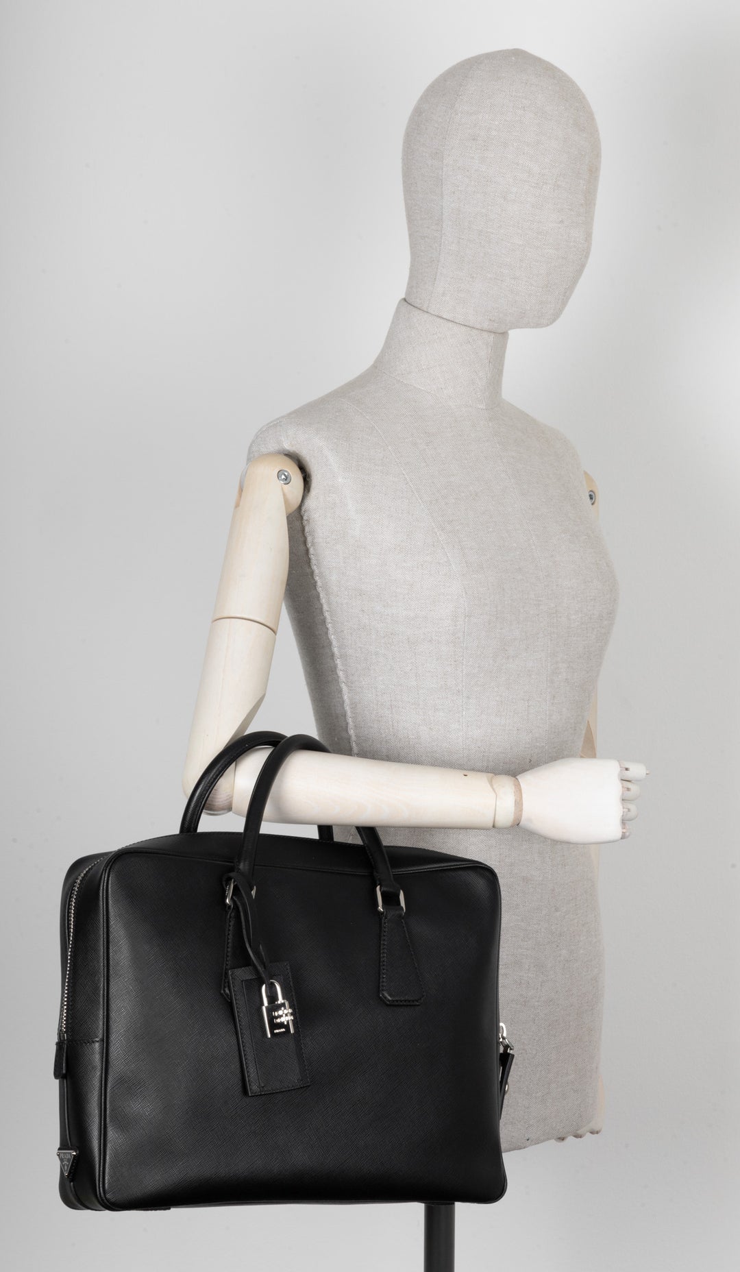 Prada Saffiano Briefcase Leather Black