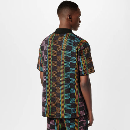 Louis Vuitton Damier Short-Sleeved Cotton Knit Shirt Multicolor