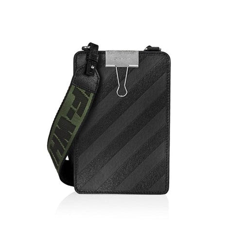 Off-White Diagonal Binder Leather Phone Wallet-On-Strap