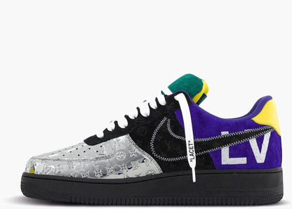 Nike Air Force 1 Low Louis Vuitton By Virgil Abloh Black Metallic Silver Yellow