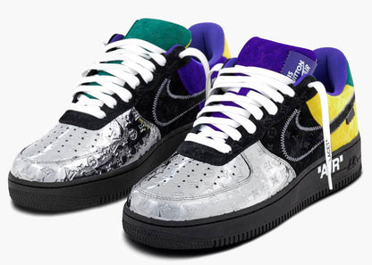 Nike Air Force 1 Low Louis Vuitton By Virgil Abloh Black Metallic Silver Yellow