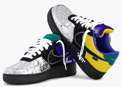 Nike Air Force 1 Low Louis Vuitton By Virgil Abloh Black Metallic Silver Yellow