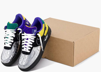 Nike Air Force 1 Low Louis Vuitton By Virgil Abloh Black Metallic Silver Yellow