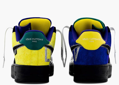 Nike Air Force 1 Low Louis Vuitton By Virgil Abloh Black Metallic Silver Yellow