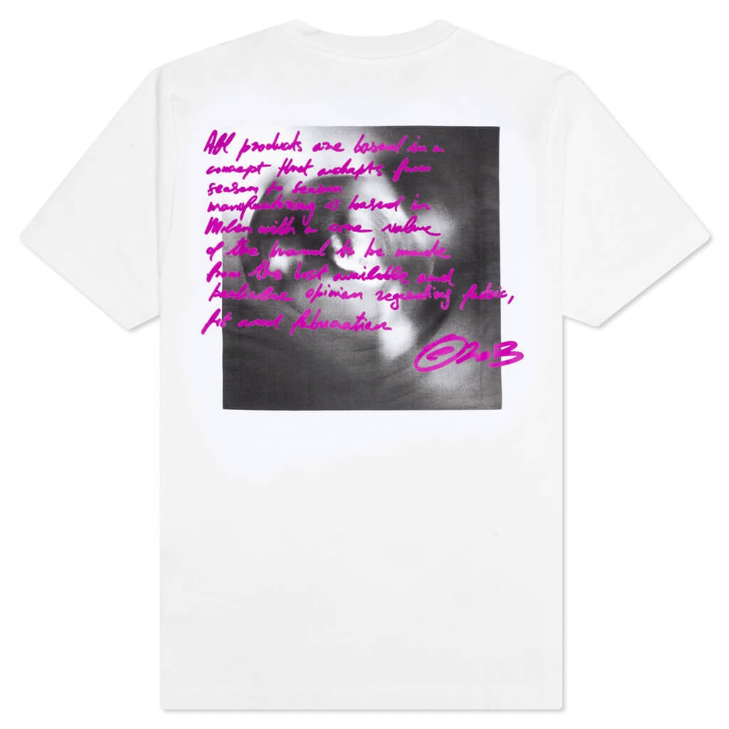 Off White Tornado Type Slim S/S Tee White Fuchia