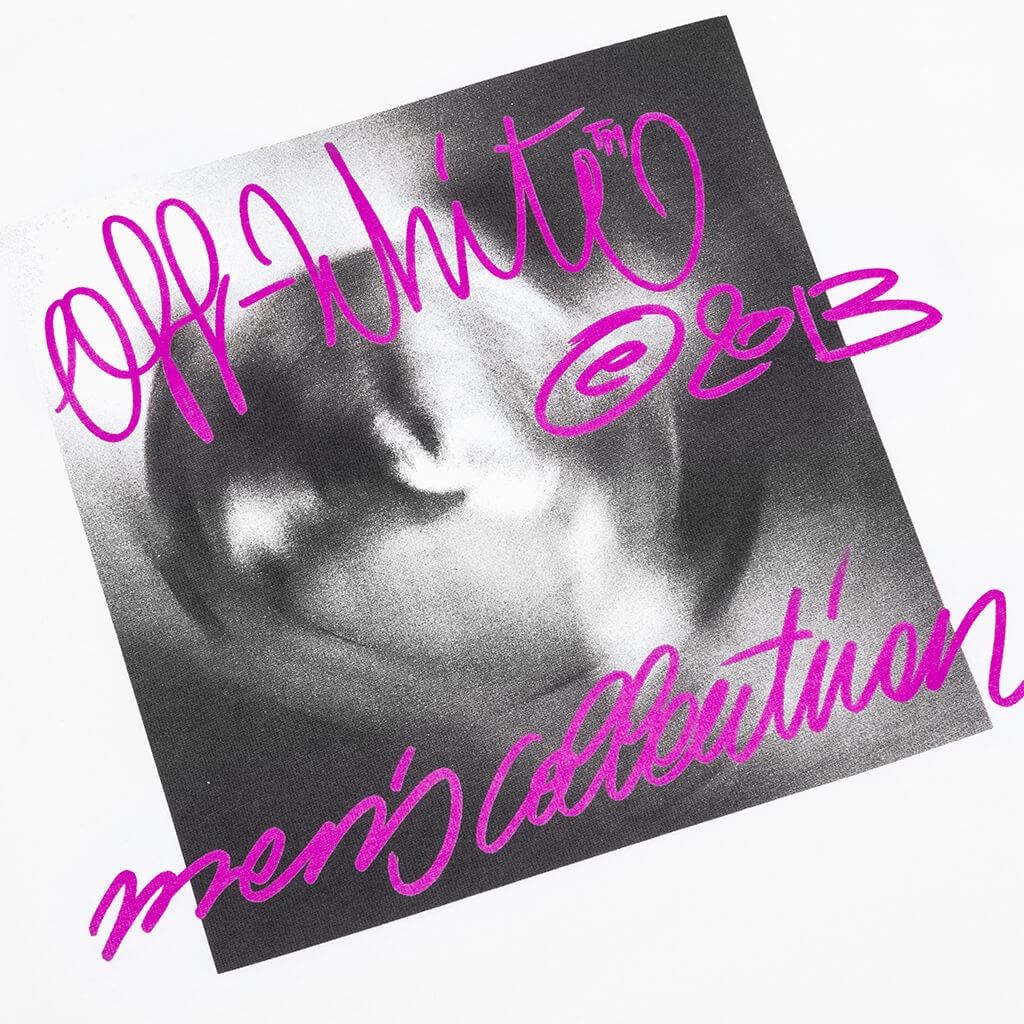 Off White Tornado Type Slim S/S Tee White Fuchia