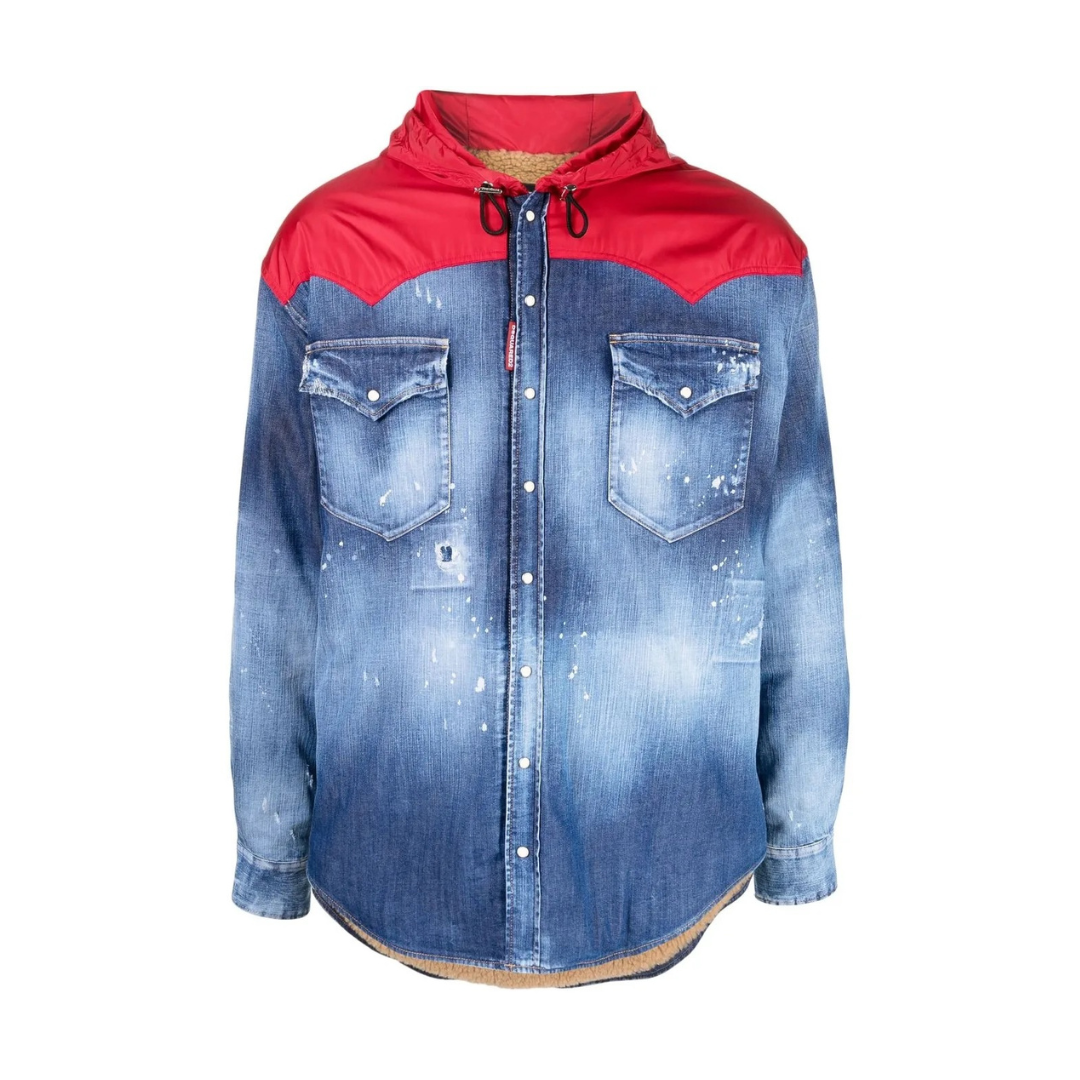 Dsquared2 hooded hybrid denim jacket