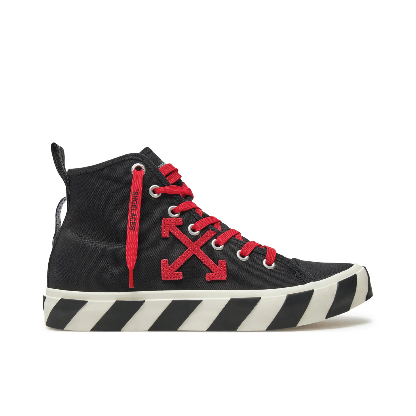Off-White Vulcanized Hi Black Red Canvas Sneakers