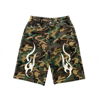 Chew Forever 3D Tribal 5 Pocket Canvas Denim Jorts Shorts