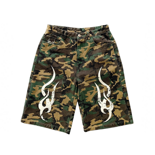 Chew Forever 3D Tribal 5 Pocket Canvas Denim Jorts Shorts