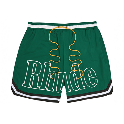 Rhude Printed Basketball Swim Shorts Green