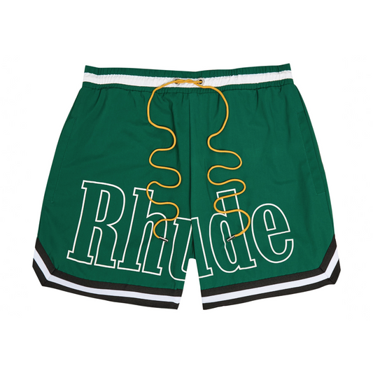 Rhude Printed Basketball Swim Shorts Green