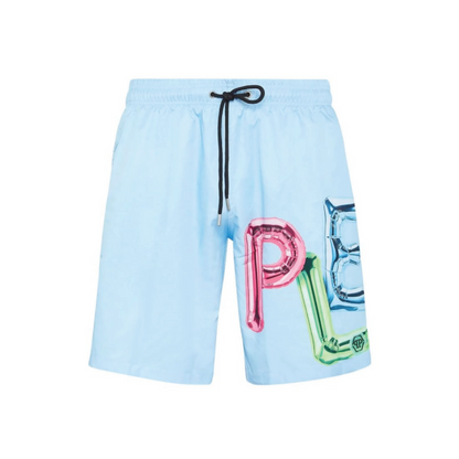 Philipp Plein Bombing Graffiti Swim Shorts Blue