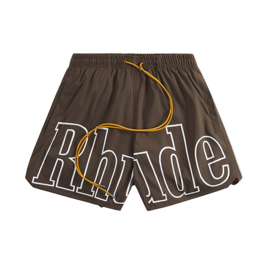 Rhude Printed Swim Shorts Brown