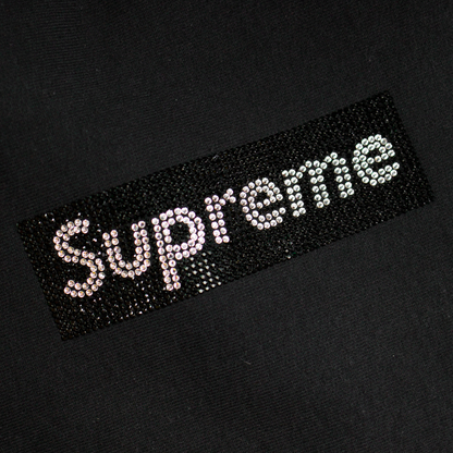 Supreme Swarovski Box Logo Hooded Sweatshirt Black