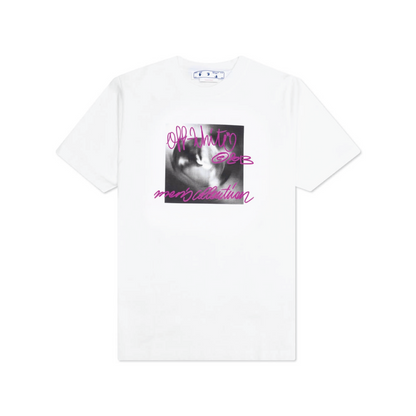 Off White Tornado Type Slim S/S Tee White Fuchia