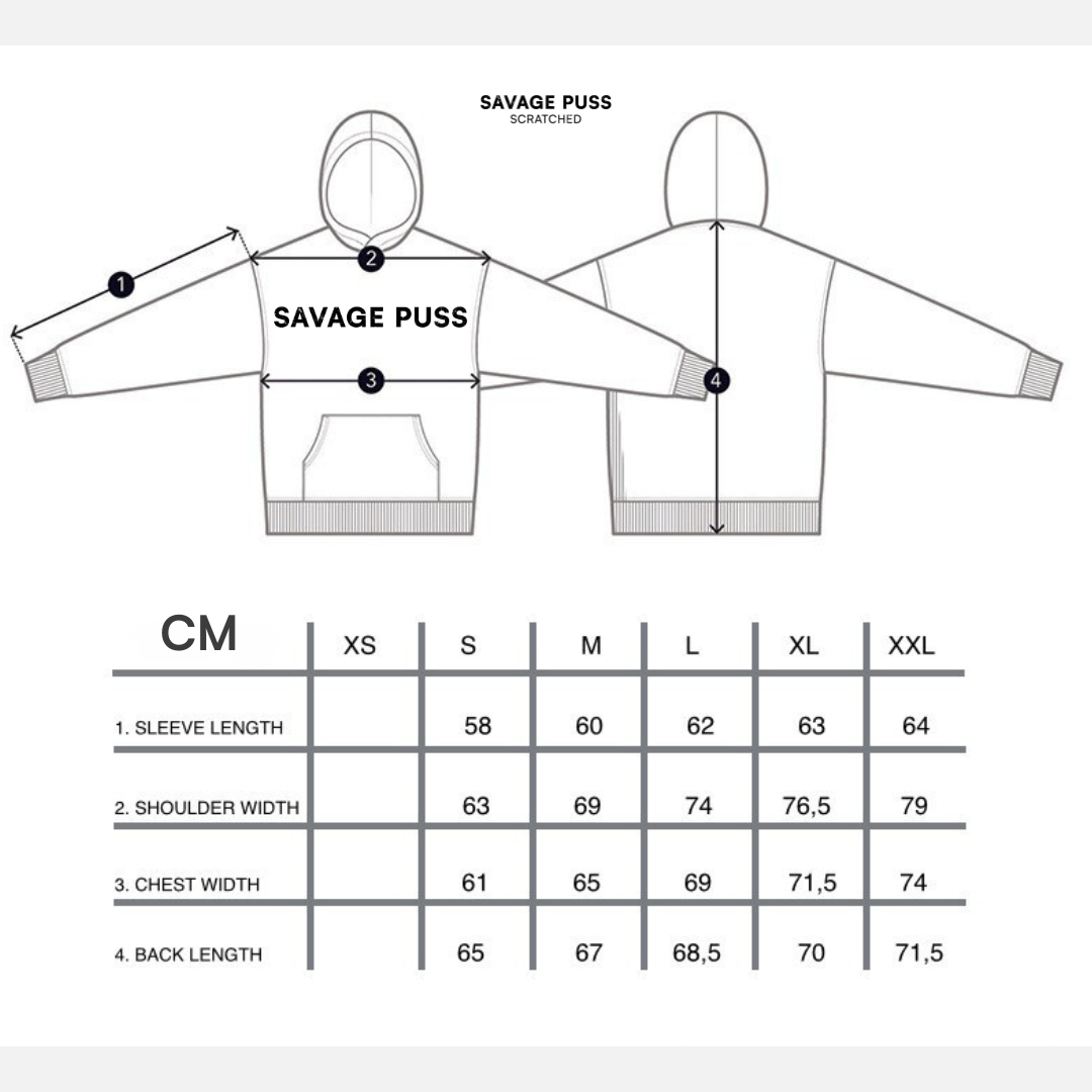 Savage Puss™ vintage black heavy double-zip hoodie