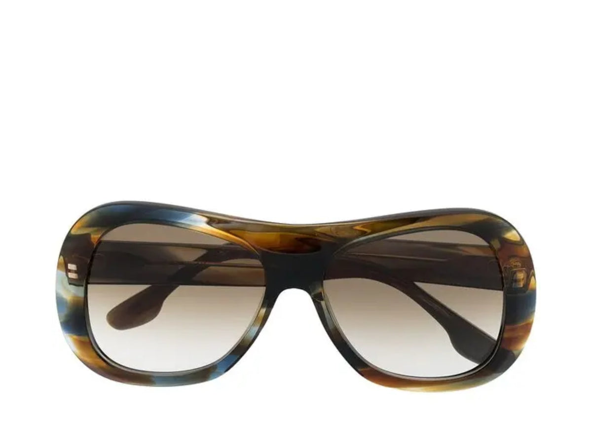 Victoria Beckham Marble-Effect Aviator Brown Blue Sunglasses