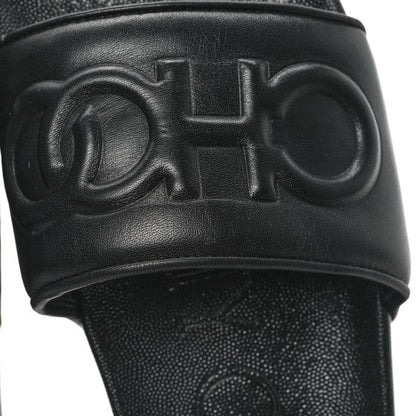 Jimmy Choo Nappa Embossed Logo Azari Slide Sandals Black