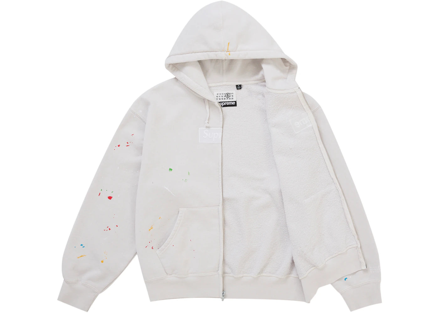 Supreme MM6 Maison Margiela Box Logo Zip Up Hooded Sweatshirt White