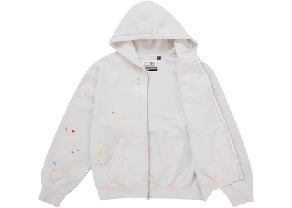 Supreme MM6 Maison Margiela Box Logo Zip Up Hooded Sweatshirt White