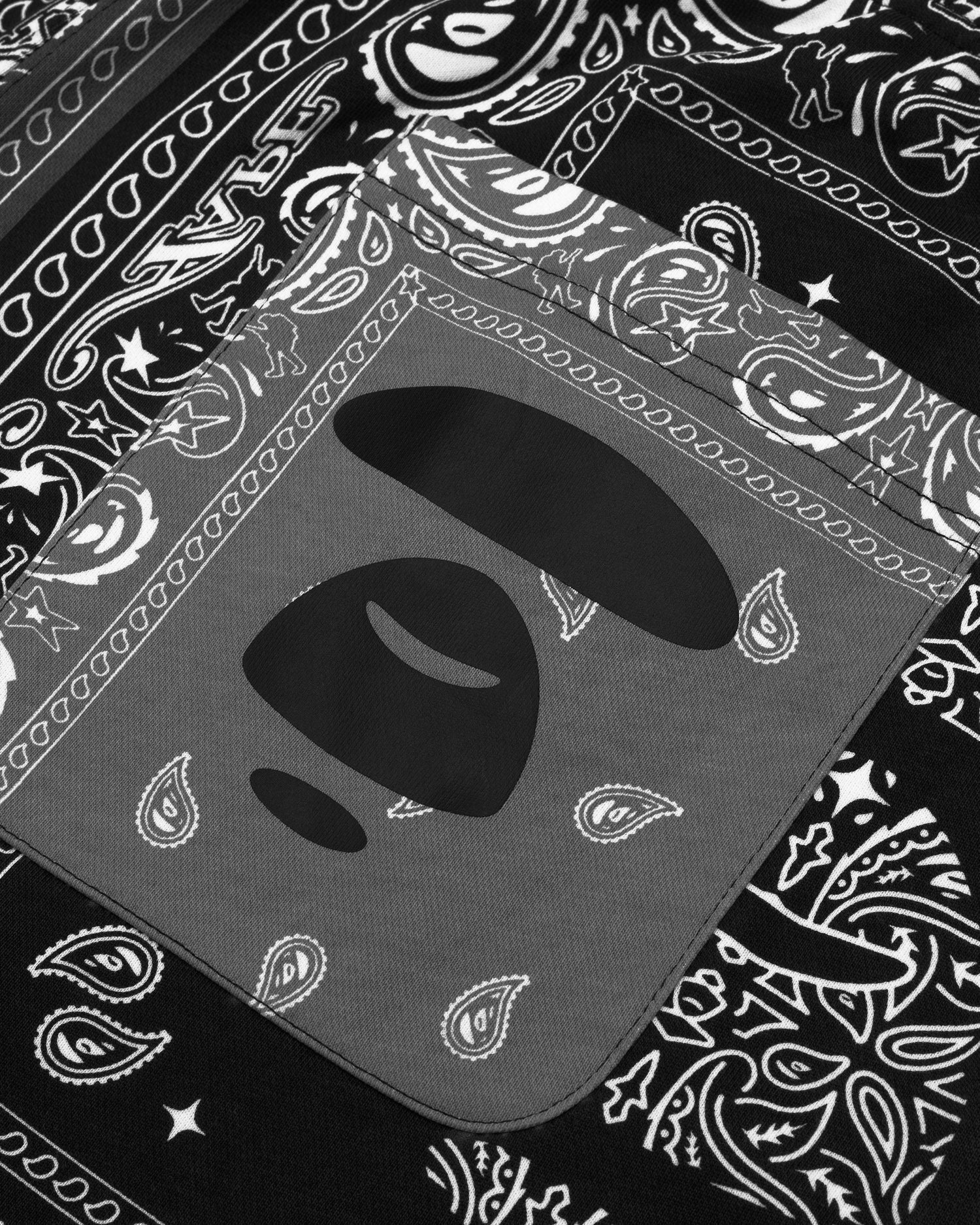 AAPE Bape Bandana Jersey Shorts Black White