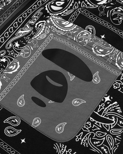 AAPE Bape Bandana Jersey Shorts Black White
