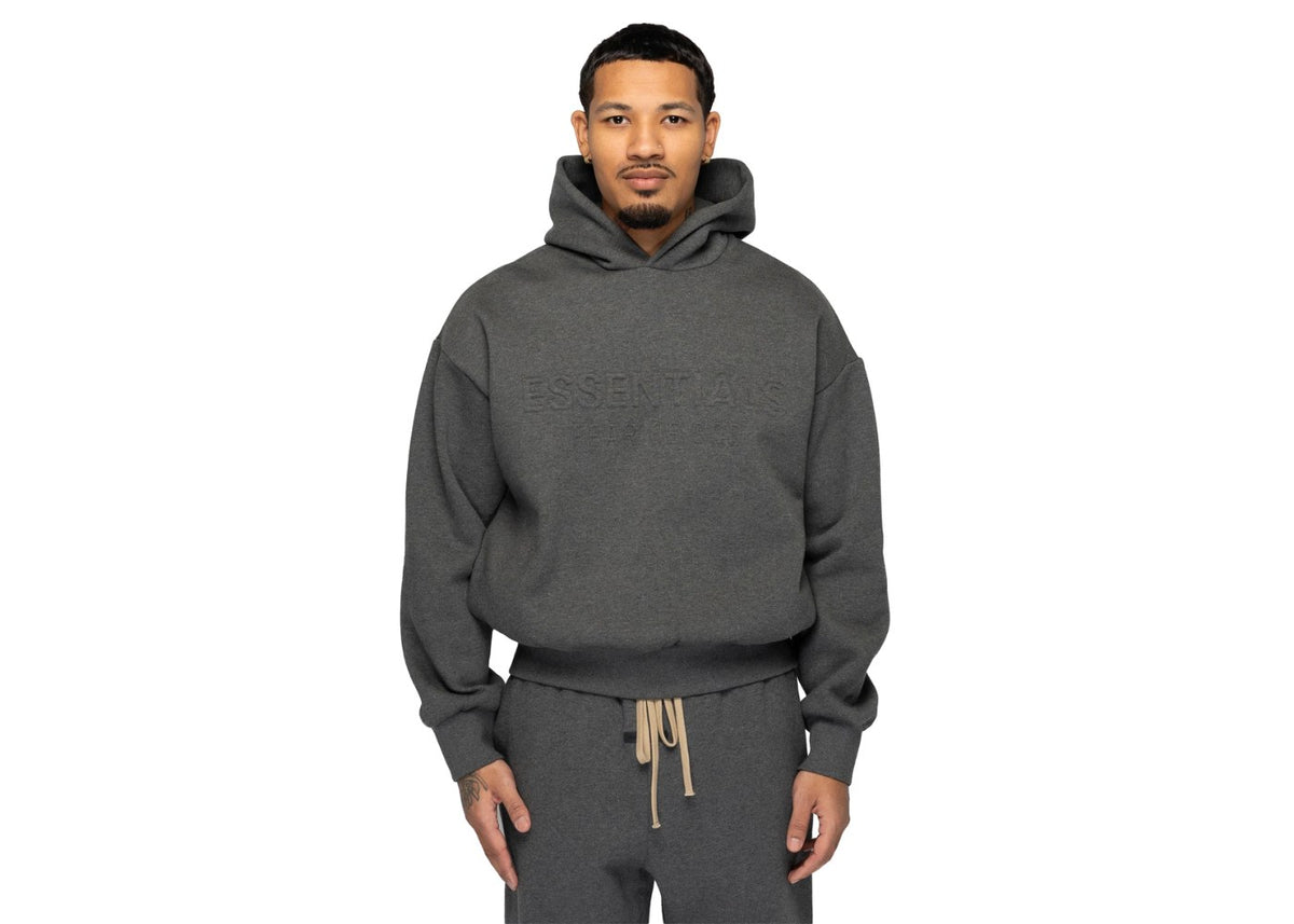 Fear of God Essentials Embossed Essentials Classic Hoodie Charcoal Heather Black