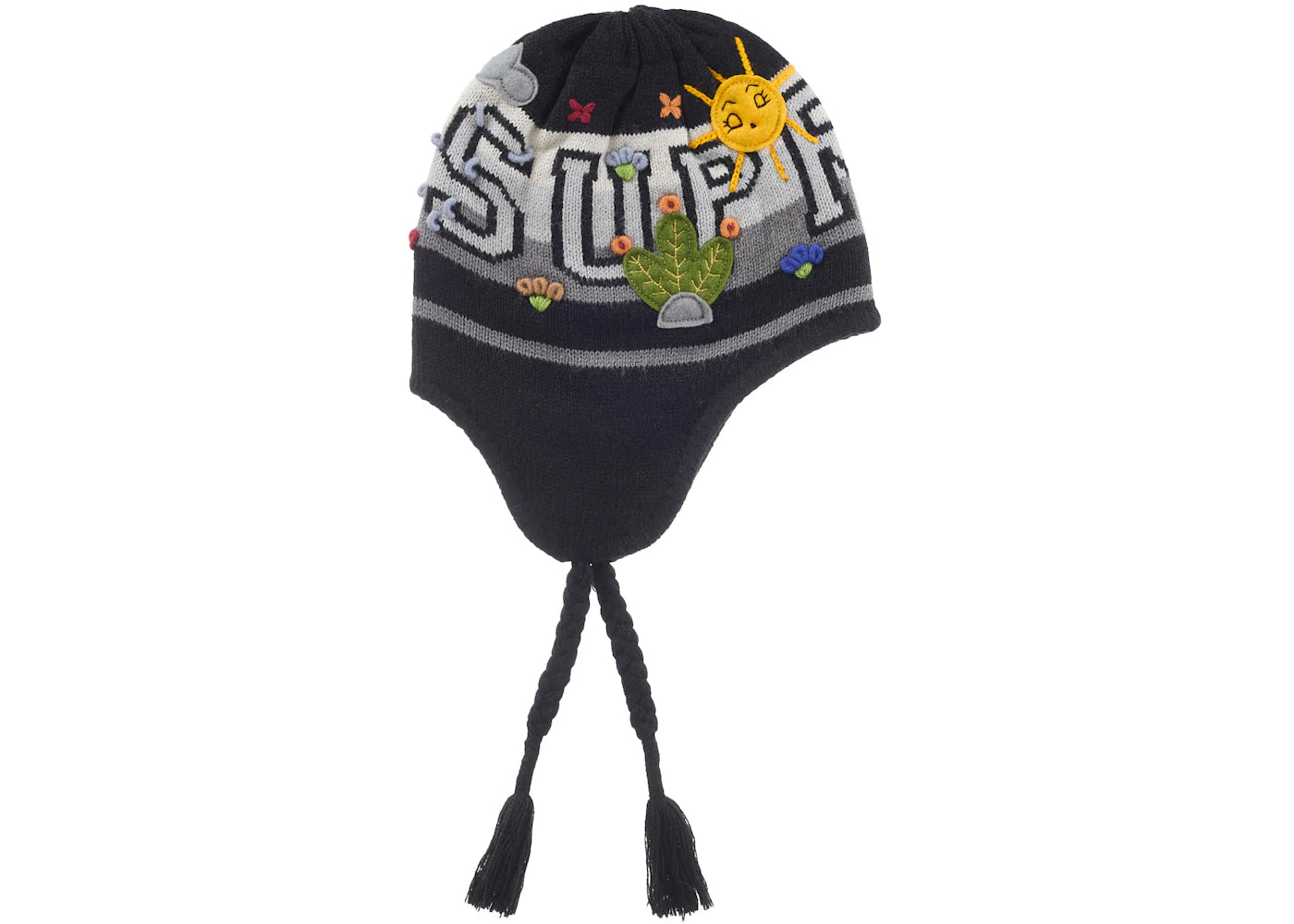 Supreme Felt Applique Earflap Beanie Black
