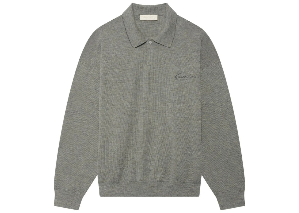 Fear of God Essentials Signature 90's Knit Polo Concrete Heather