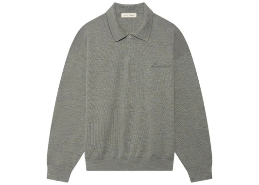 Fear of God Essentials Signature 90's Knit Polo Concrete Heather