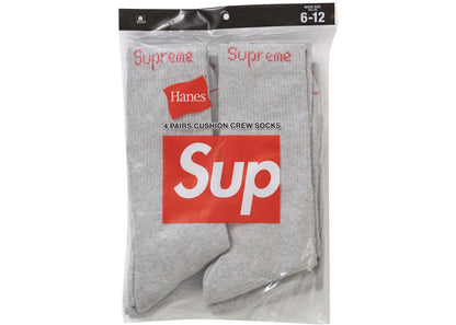 Supreme Hanes Crew Socks (4 Pack) Heather Grey Ponožky
